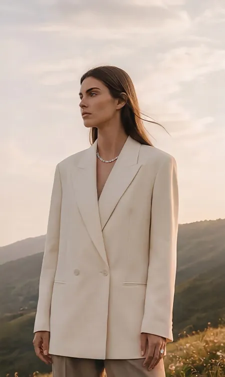 Model wearing an Meta Jewelry